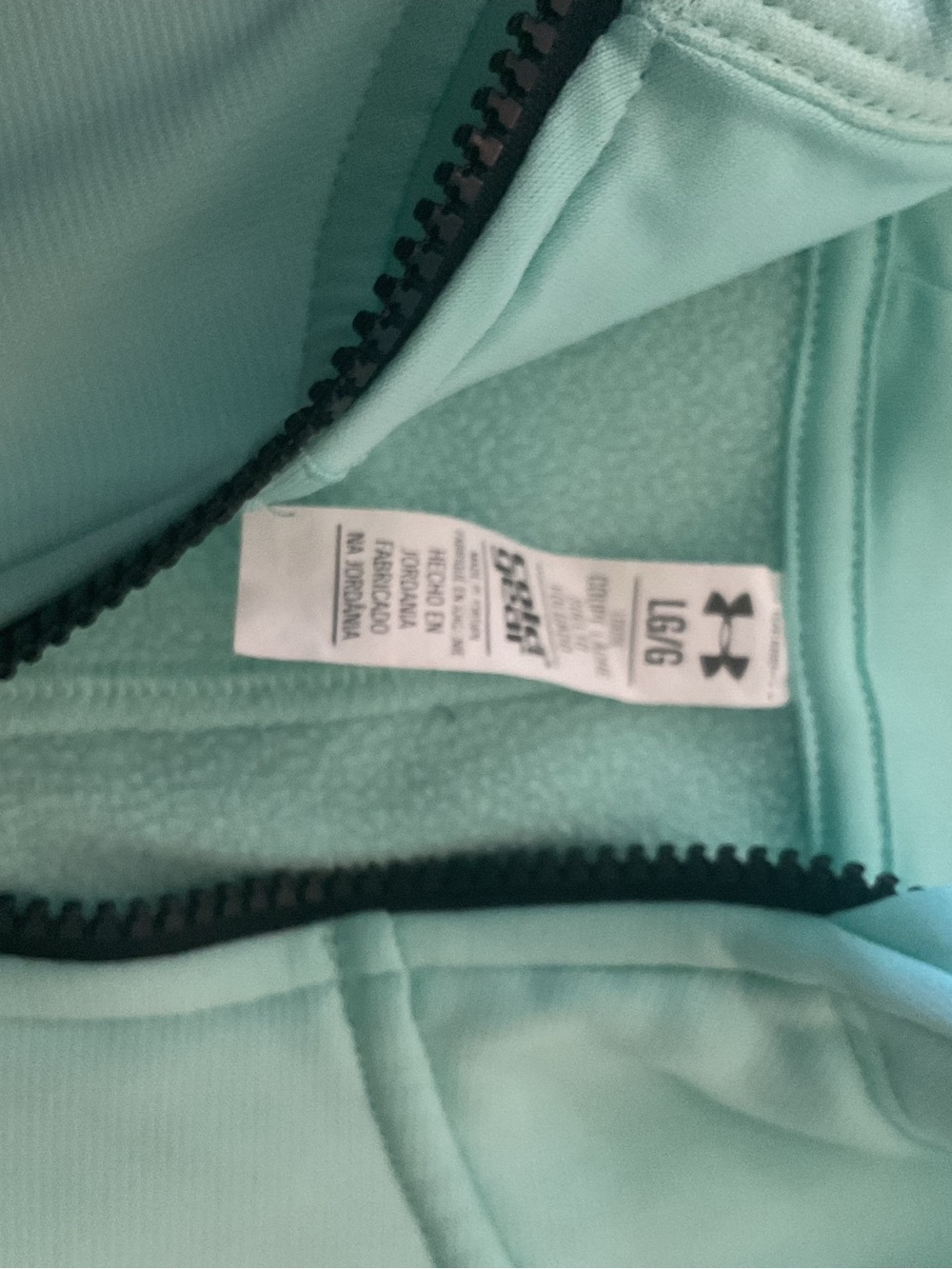 Women’s Under Armour Mint Turquoise Zip Jacket with Black Zipper Trim size L - Picture 7 of 12